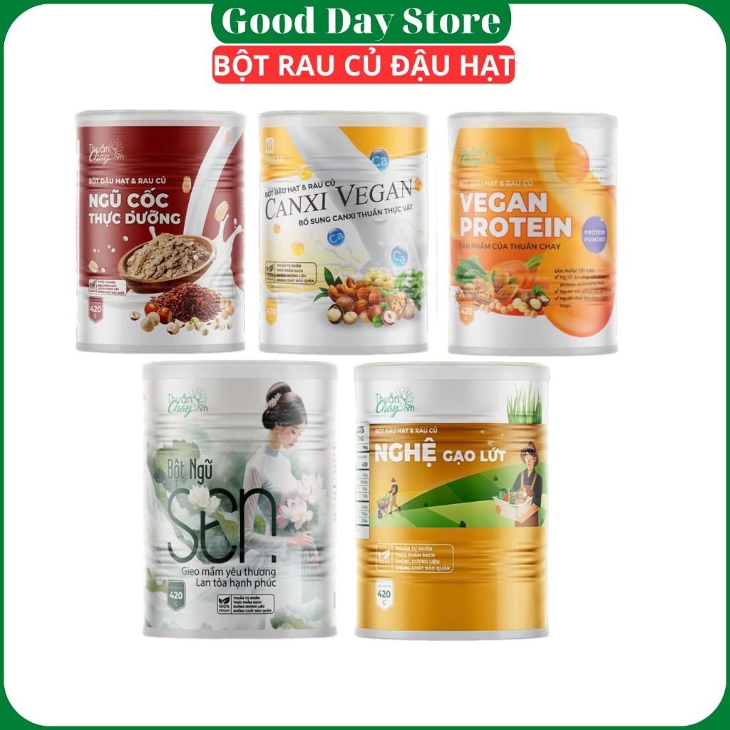 Bột Rau Củ Đậu Hạt Thuần Chay Tâm An - Nghệ Gạo Lứt,Ngũ Sen,Vegan Protein,Canxi Vegan,Thực Dưỡng