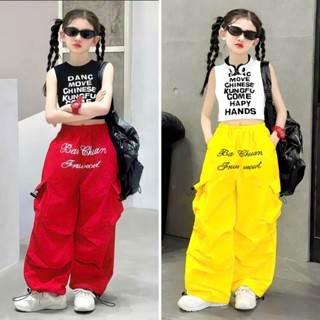  Đồ tập nhảy cho bé gái 2025 áo thun cotton 4chiều quần kaki túi hôp dây rút cá tính cho bé 5 đến 10 tuổi 