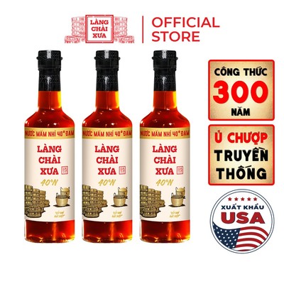 [Combo 3 chai] Nước mắm nhỉ 40 độ đạm Làng Chài Xưa nhãn vàng chai thủy tinh 500ml ủ chượp 2 lần