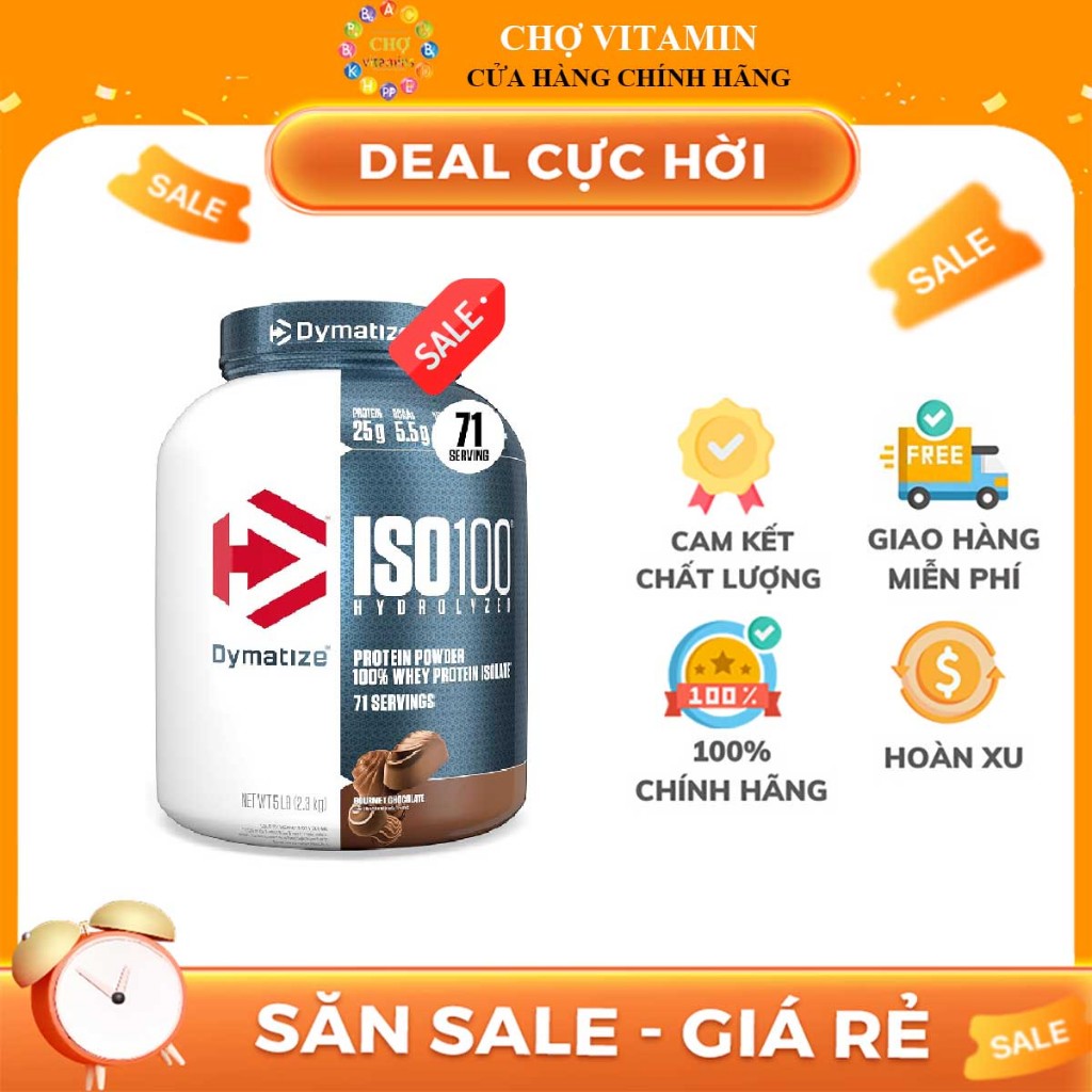 Dymatize ISO100 Whey Protein Isolate - Vị Gourmet Chocolate (5 Lbs) - "Vua" Protein Siêu Tinh Khiết
