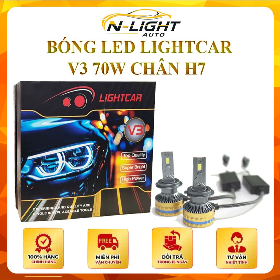 Bóng Led LIGHTCAR V3 70W - Chân H7 Siêu Sáng