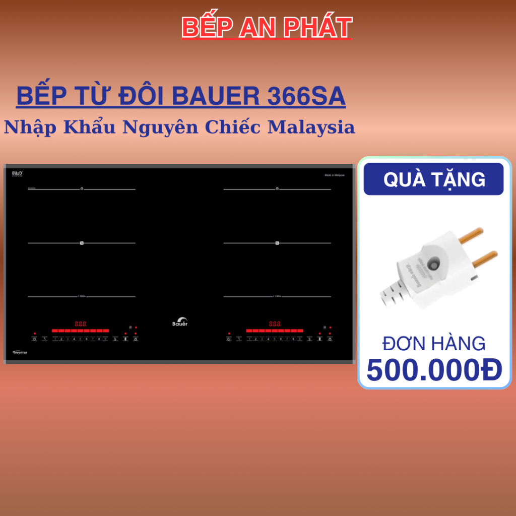 Bếp từ đôi BAUER 366SA | Nhập khẩu Malaysia | Bảo hành chính hãng 3 năm