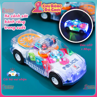  Xe ô tô đồ chơi trong suốt phát sáng xe cảnh sát có nhạc và còi hú police cho bé kèm pin - Chú Rồng Đồ Chơi 