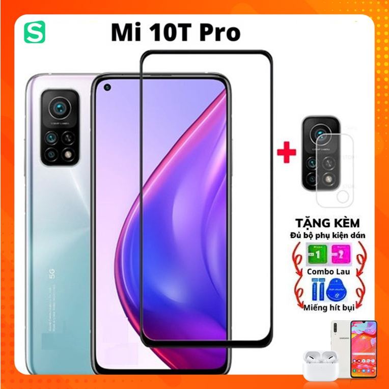 Kính Cường Lực Mi 10T / Mi 10T Pro Full Màn Full Keo + Dán bảo vệ camera Mi 10t / Mi 10t pro
