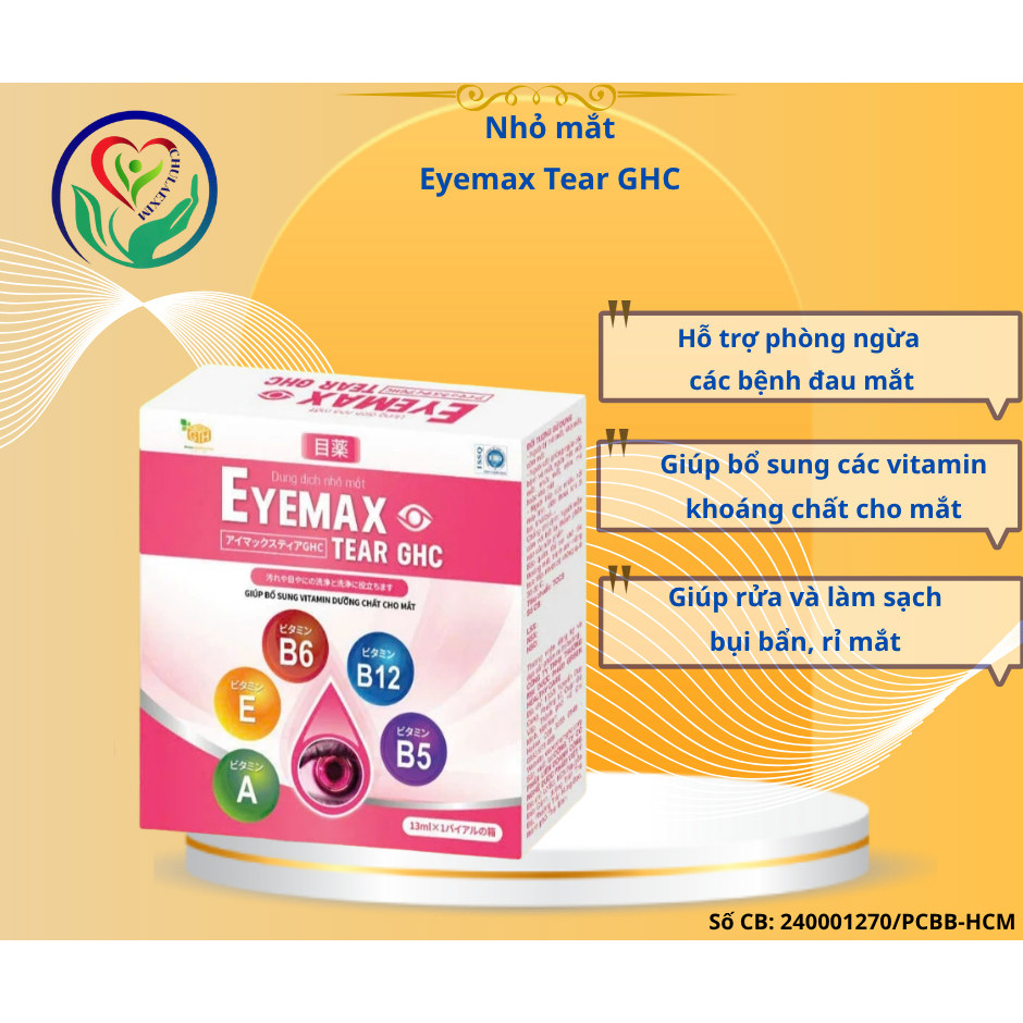 Nước nhỏ mắt Eyemax Tear GHC, Bổ Sung Vitamin Và Dưỡng Chất Cho Mắt, Chai 13ml