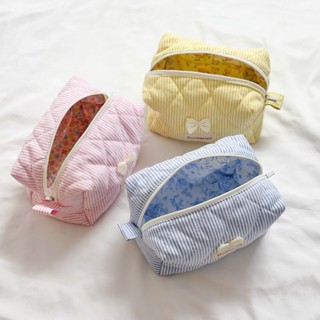 Túi Đựng Đồ Make Up Chần Bông Vải Sọc Nhiều Màu Lót Họa Tiết / Pouch Đựng Mỹ Phẩm - Gummies Corner