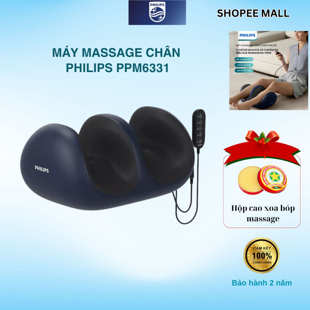 Máy Massage Vùng Chân PHILIPS 6331 - 2 Chế Độ Massage - Chườm Ấm Hiệu Quả