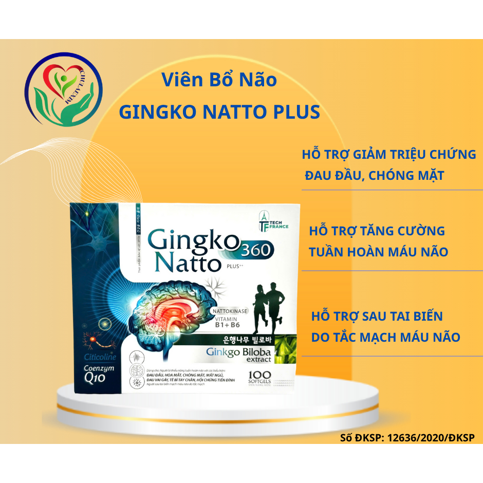 GINGKO NATTO PLUS - GINKGO BILOBA - HOẠT HUYẾT DƯỠNG NÃO, TĂNG CƯỜNG TUẦN HOÀN MÁU NÃO - (H/100V)