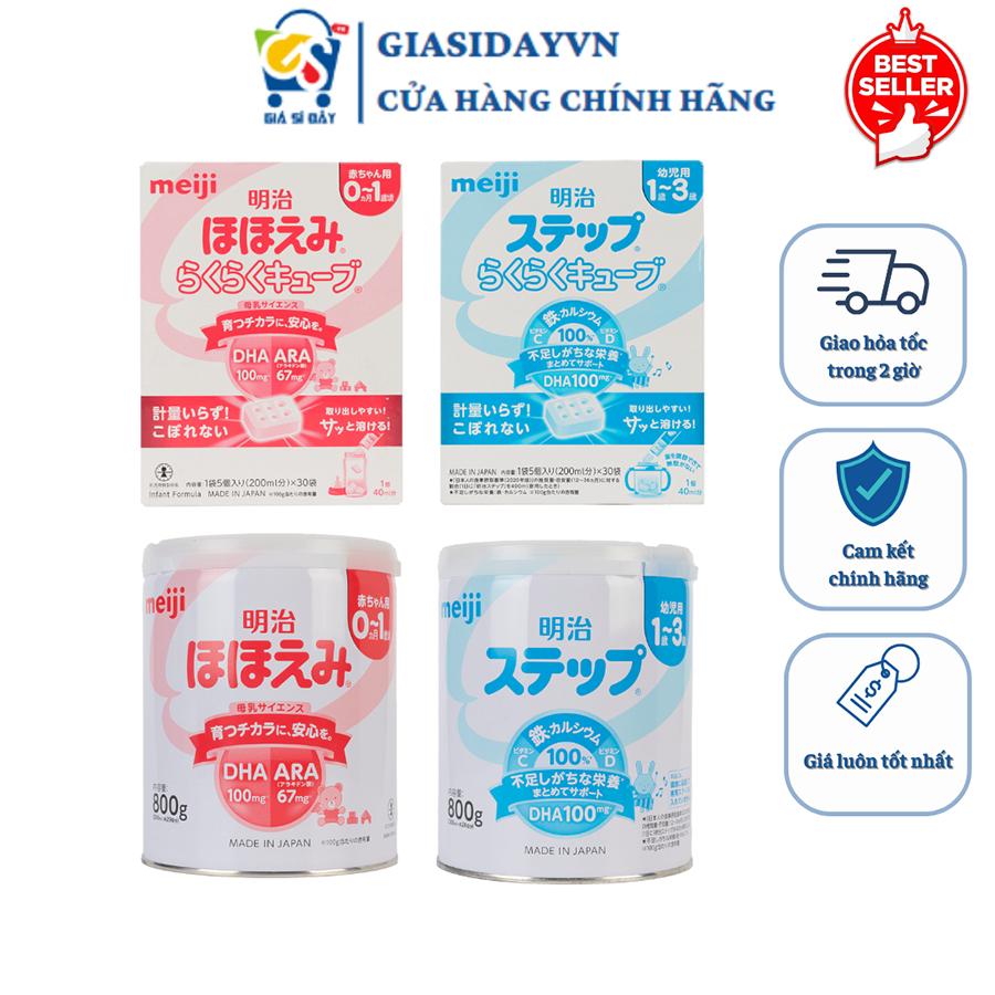   HSD 2027  Thùng  Sữa Meiji NỘI ĐỊA Nhật Lon Thanh Số 0 9  0-1 & 1-3  Meiji HP Sữa Bột Công Thức 800g 