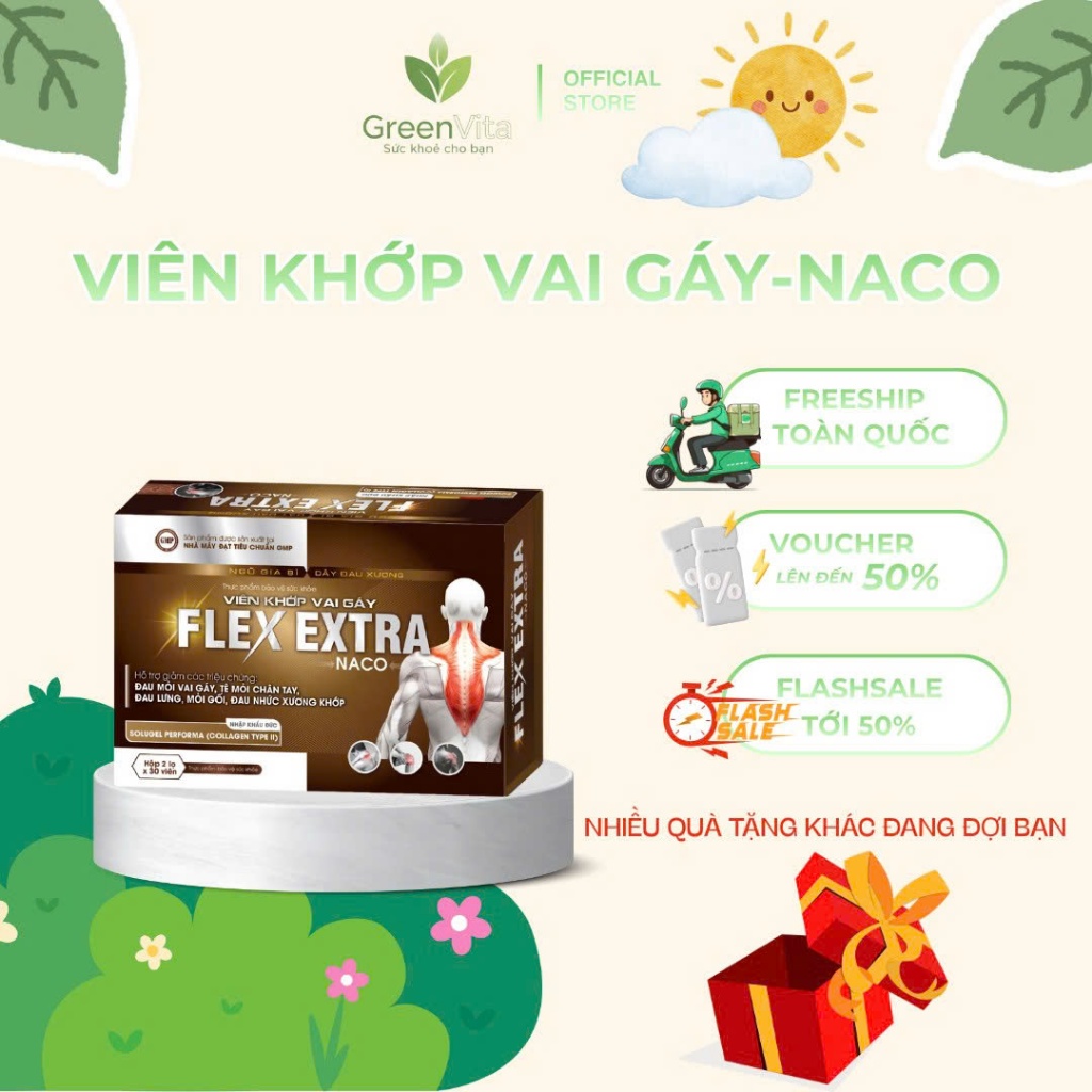 Viên Khớp Vai Gáy FLEX EXTRA NACO – Hỗ Trợ Giả.m Đau Mỏi Vai Gáy, Tê Bì Tay Chân, Đau Lưng, Mỏi Gối