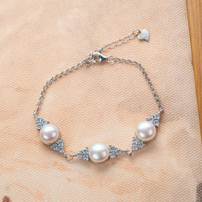Lắc Tay Bạc 925 Đính Ngọc Trai 8Ly Tinh Tế, Thời Trang - Ngọc Trai Trường Thịnh