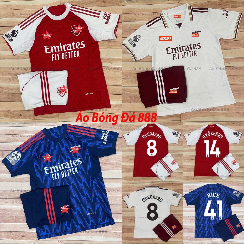 Bộ Quần Áo Bóng Đá CLB Arsenal 2025, Áo Đá Banh Arsenal - Vải Thái Vẩy Rồng Cao Cấp