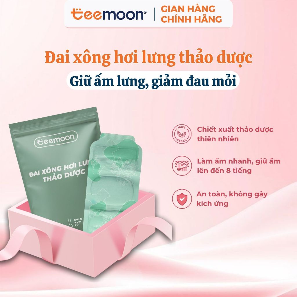 Đai xông hơi lưng thảo dược Teemoon (3 miếng)- giữ ấm lưng và bụng, giảm đau mỏi, thư giãn cơ thể