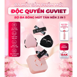  Bộ bông mút trang điểm GUVIET màu hồng đen gồm 2 mút tán nền và 1 bông phấn phủ 