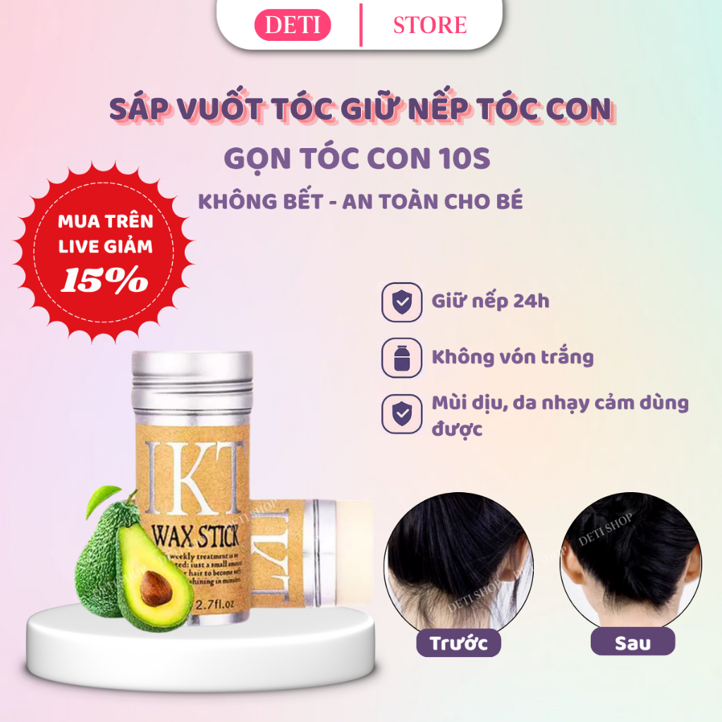 Sáp Vuốt Tóc Nữ Keo Vuốt Tóc Con Gel Tạo Kiểu Tóc Cho Trẻ Em Mềm Và Giữ Ẩm IKT 75g DETI SHOP