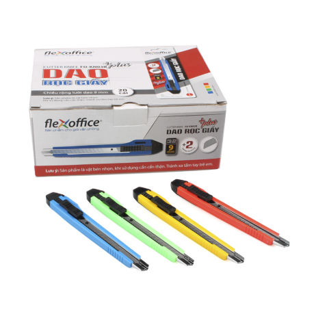 [CÓ VAT] DAO RỌC GIẤY THIÊN LONG FLEXOFFICE KN03B CHÍNH HÃNG, DAO RỌC GIẤY LƯỠI 9MM THÉP KHÔNG GỈ