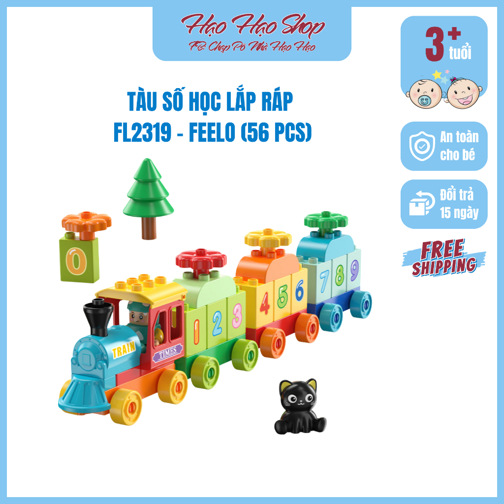 Đồ chơi lắp ráp FEELO - Bộ tàu hỏa nhiều mẫu cho bé 3 tuổi, giúp bé tư duy, nhựa ABS cao cấp. FE2