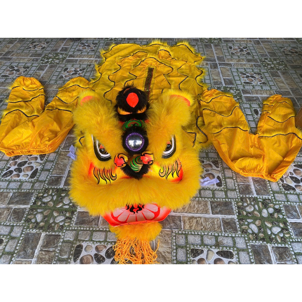 Đầu lân trẻ em từ 10-14 tuổi vẽ tay lông cừu