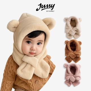  Mũ Lông Tai Gấu JML39 Jussy Official Kèm Khăn Choàng Cổ Cho Bé 1–5 Tuổi Mũ Trùm Đầu Giữ Ấm Siêu Mềm Dễ Thương 