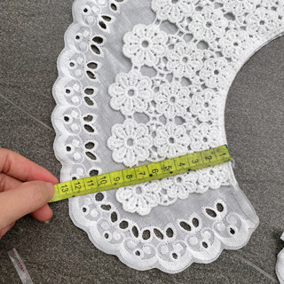 Phụ Liệu May Mặc Lá Cổ Kate Chưa May thêu 2 lớp (vòng co 22cm x2 , bản cổ 12cm)