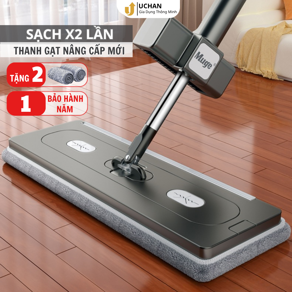 Cây lau nhà tự vắt xoay 360 độ thông minh đa năng 4 trong 1 Uchan Chổi lau sàn nhà gấp gọn LN01