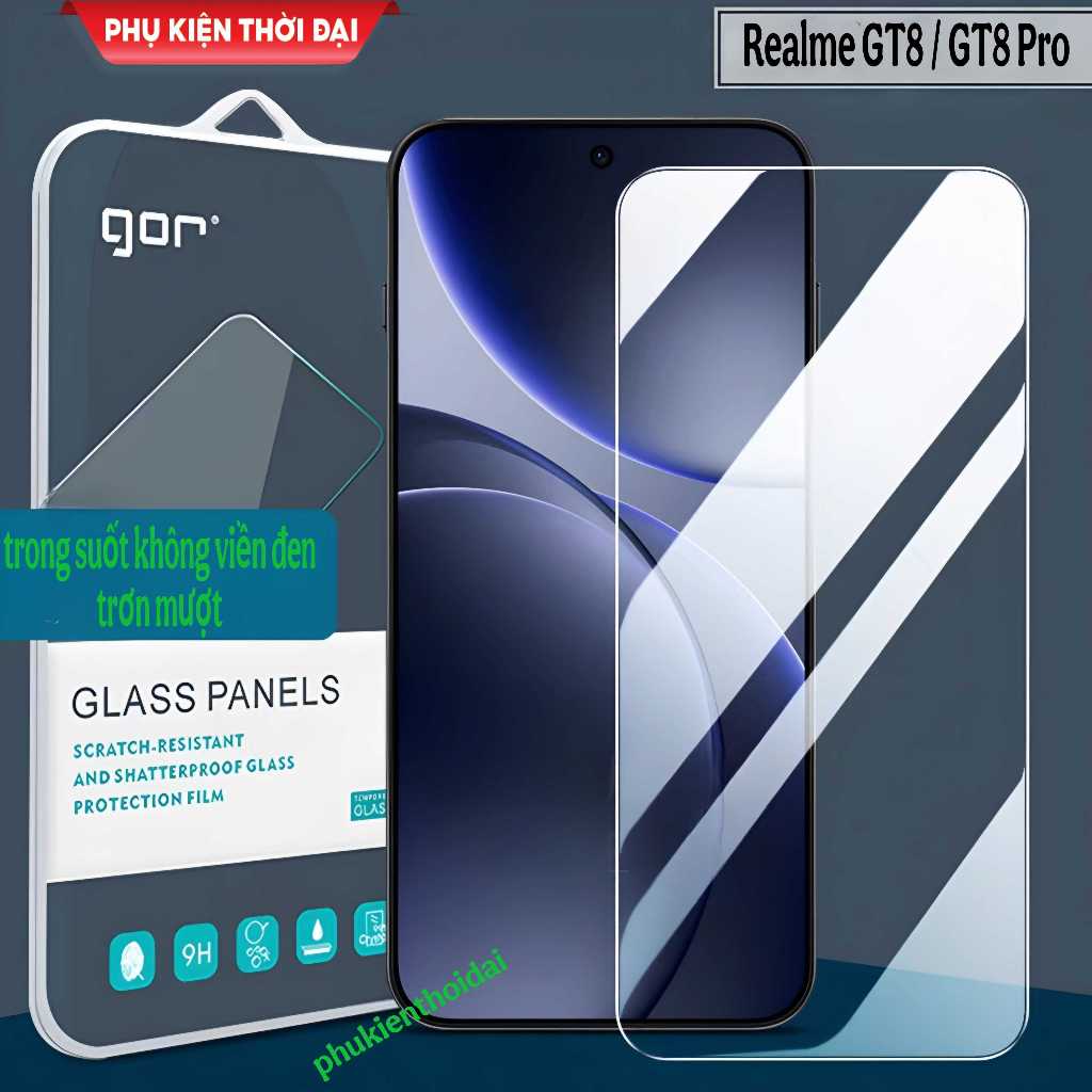 Cường lực Gor cho Realme GT8 / GT8 Pro trong suốt trơn mượt cao cấp