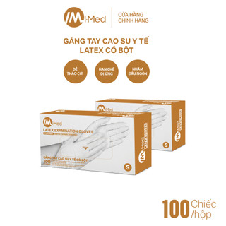  Bộ 2 hộp găng tay cao su y tế Imed Latex có bột 4.9g 100 chiếc hộp 