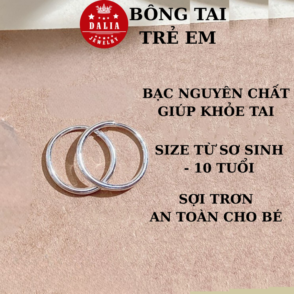 Bông tai bạc cho bé gái chuẩn bạc ta an toàn DaLia jewelry khuyên tai bạc trẻ em, tùng teng bạc
