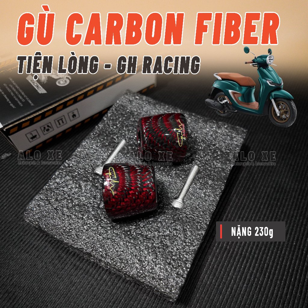 Gù tiện lòng Carbon Fiber GH-Racing nặng 280g Stylo 160, Scoopy 2025-2026, Vario160, Vision mới 2021