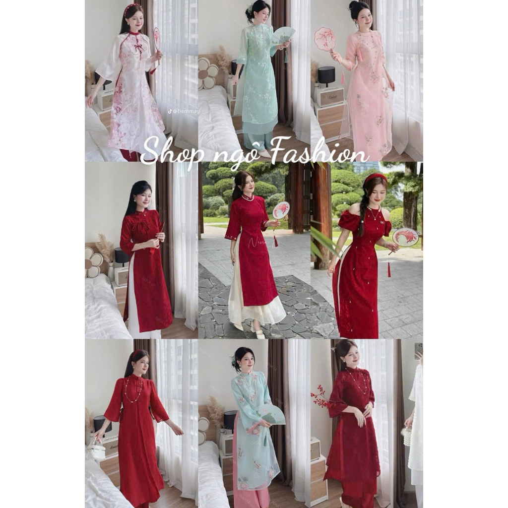 Áo dài nhung - TỔNG HỢP Áo Dài diện Tết 2026 Có QUẦN Áo Dài NHUNG cách tân dáng suông tay lỡ thêu hoa + CHÂN VÁY voan tơ