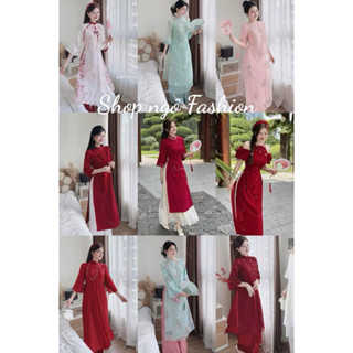 Áo dài nhung - TỔNG HỢP Áo Dài diện Tết 2026 Có QUẦN Áo Dài NHUNG cách tân dáng suông tay lỡ thêu hoa + CHÂN VÁY voan tơ