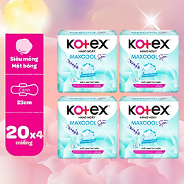 Combo 4 Băng Vệ Sinh Kotex Hàng Ngày Max Cool French Spa 20 miếng/Gói