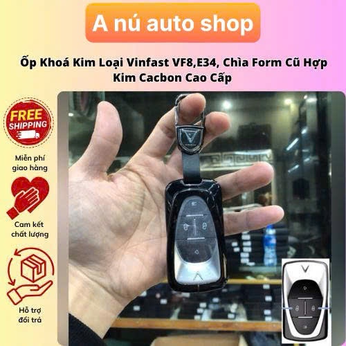 Vinfast Ốp Khoá Kim Loại Vinfast VF8,E34 Chìa Form Cũ Hợp Kim Cacbon Cao Cấp Bảo Vệ Chìa Khoá
