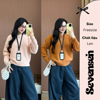  Áo Len Nữ Hàn Quốc Cổ Tròn Form Rộng Trơn Basic Áo Sweater Hàng QC Sevensen - 6619 102 