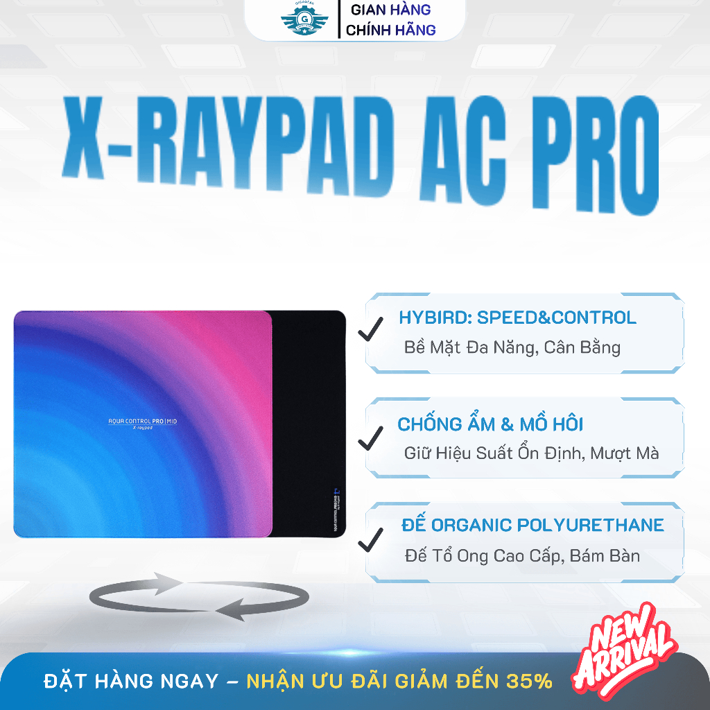 ⚡Pad Chuột Gaming X-Raypad Aqua Control Pro - HYBRID Tốc Độ & Kiểm Soát - Chống Ẩm, Base Chống Trượt