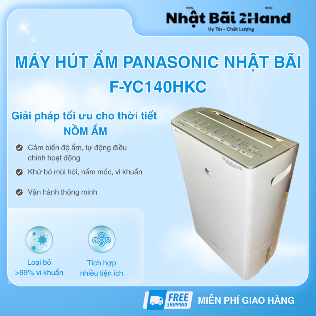 [ HÚT ẨM ] Máy hút ẩm PANASONIC HYBIRD F-YC140HKC Nhật Bãi 14 Lít