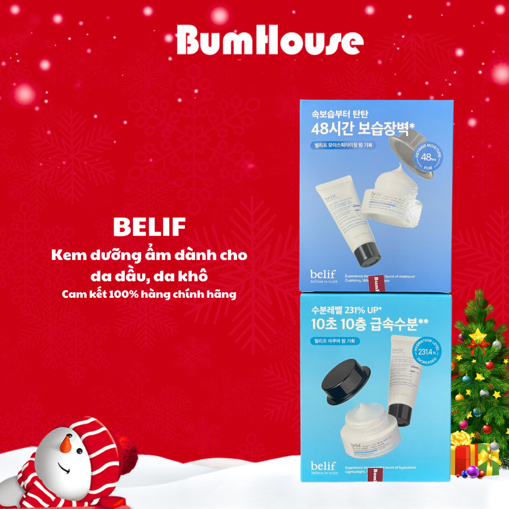 Set 2 Món Kem Dưỡng Belif The True Cream-Aqua Bomb/ Moisturizing Bomb 30mL + Tinh Chất Belif Numero 