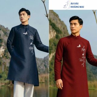 Áo Dài Nam Cách Tân, Họa Tiết Trúc Quân Tử, Vải Dạ Xước Cao Cấp, Tôn Dáng, Dễ Mặc, Tết 2026, Dự Tiệc, Lễ Hội , Cưới Hỏi