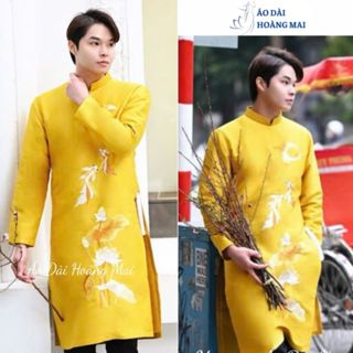  Áo Dài Nam Cách Tân Truyền Thống – Thêu Hoa Sen Vàng & Cá Chép May Mắn {50–105kg} – Mặc Tết Đi Lễ Chụp Ảnh & Dự Tiệc 