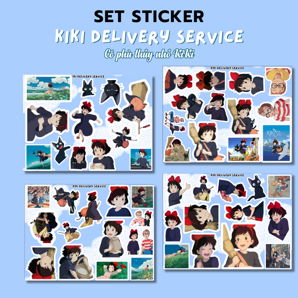 50 cái sticker Kiki's Delivery Service - Hình dán Dịch vụ giao hàng của phù thủy Kiki cắt sẵn không 