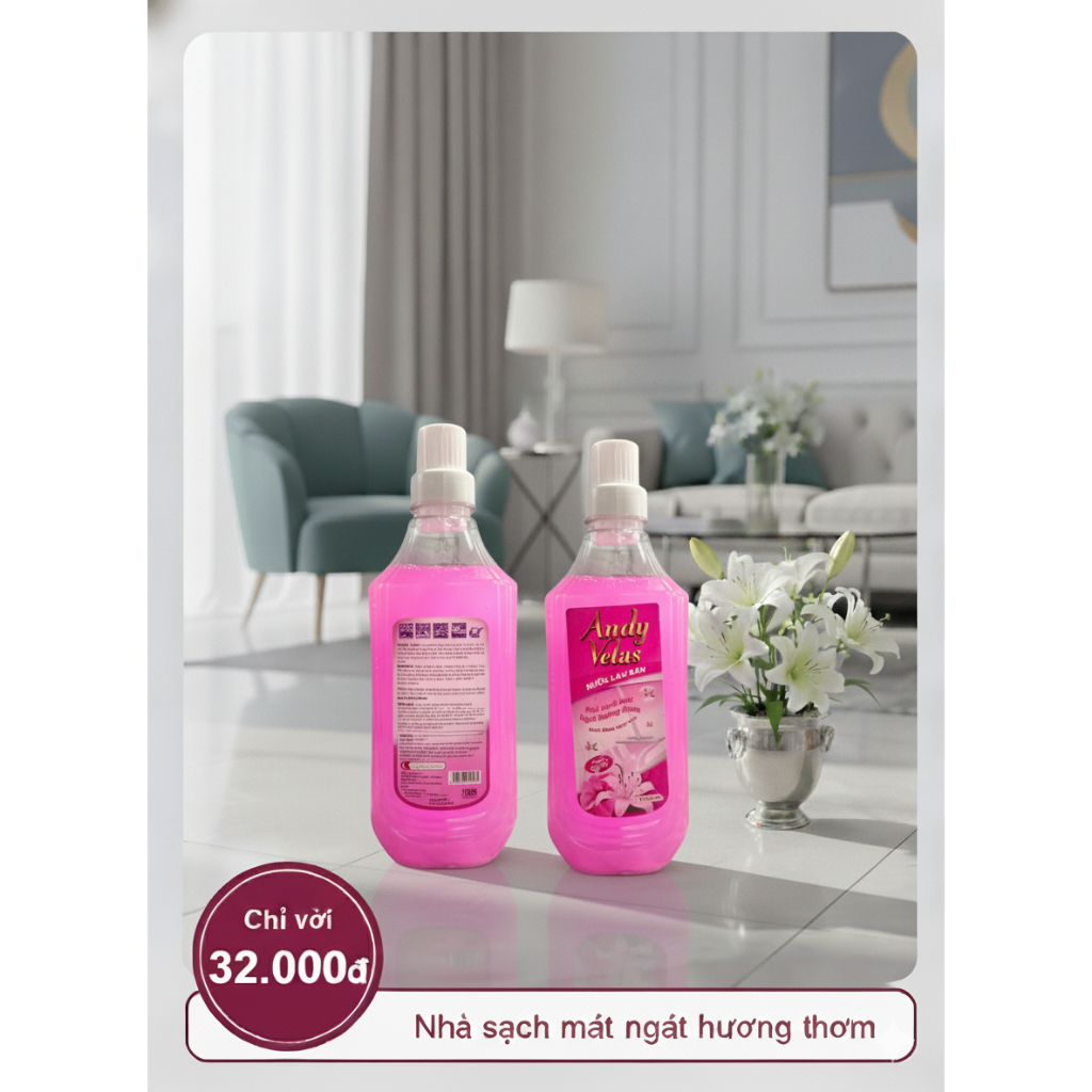 Nước lau sàn Andy Velas - Hương hoa ly (1L)