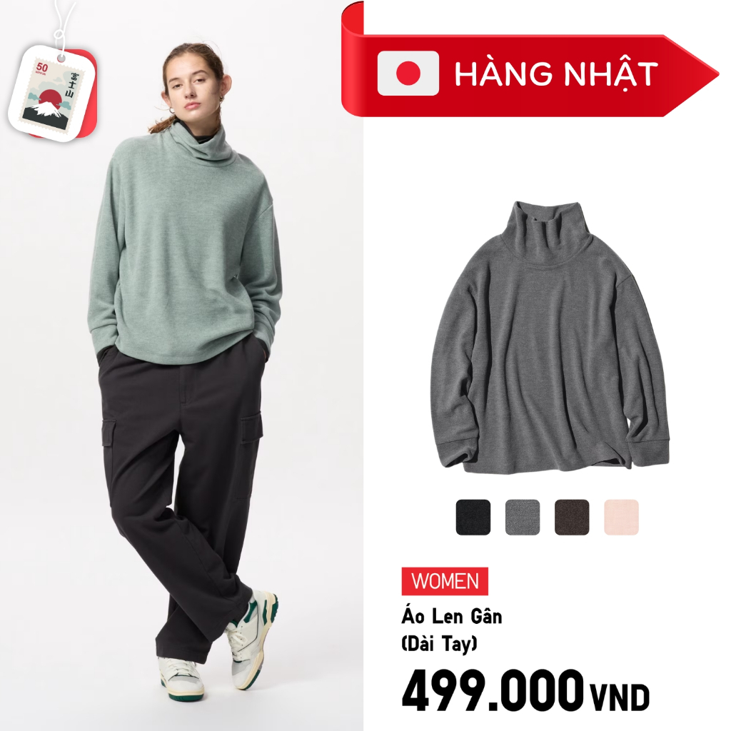 [HÀNG NHẬT] Áo Len Gân UNI🇯🇵 Cổ Cao Mỏng Nhẹ Mềm Mại - 470144