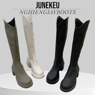 (SẴN 1 SỐ) Giày Boot Đùi Bốt Nữ Boots Ulzzang Cổ Vát Đế Cao Có Khoá Sau - KDV6