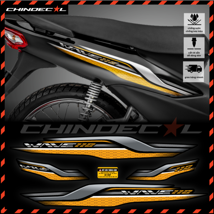 Tem Wave alpha 110 mẫu zin Thái Lan với nhiều phối màu | Chống nước chống bay màu | 831021