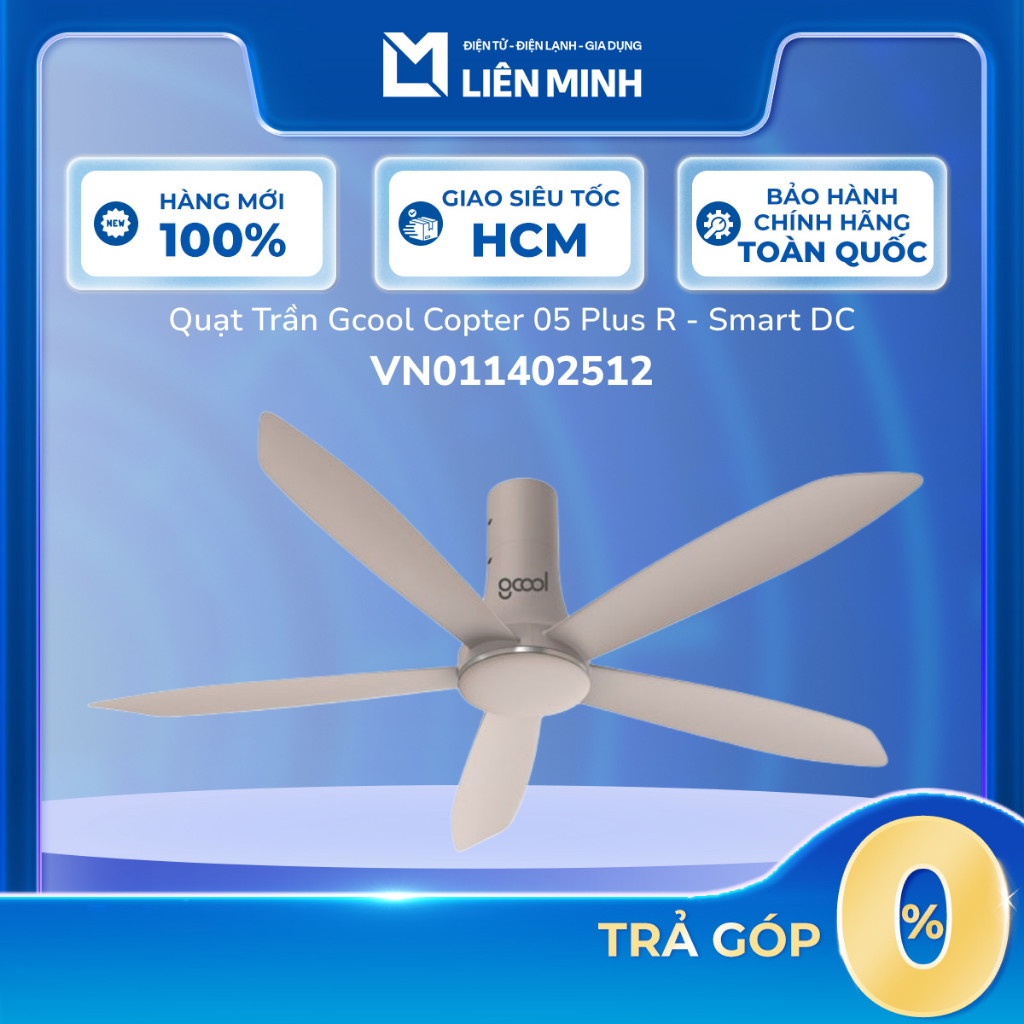 Quạt Trần Gcool Copter 05 Plus R - Smart DC - VN011402501 (Trắng) / VN011402511 (Ghi Bạc) / VN011402