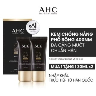  Kem chống nắng AHC phổ rộng 400nm căng mướt da chuẩn Hàn Masters Aqua Rich Sun Cream 30ml 