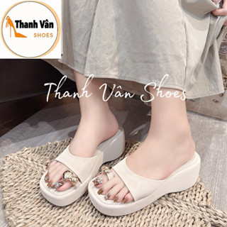 Dép bánh mì bản ngang phối khoá cao 6 phân(D0386)