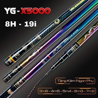   Tặng Ngọn Phụ  Cần Câu Đài YG-X5000 8H 10H 19i Thân Carbon Xoắn Siêu Nhẹ Tải Cá 10Kg Kèm Túi Vải 