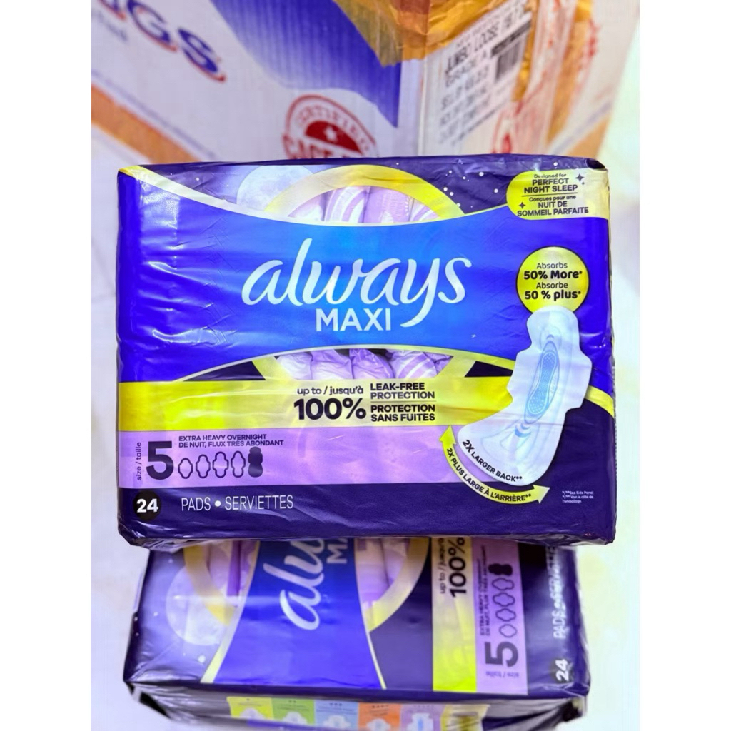 | Size 5 | BĂNG VỆ SINH ĐÊM ALWAYS MAXI- OVER NIGHT - 24 MIẾNG.