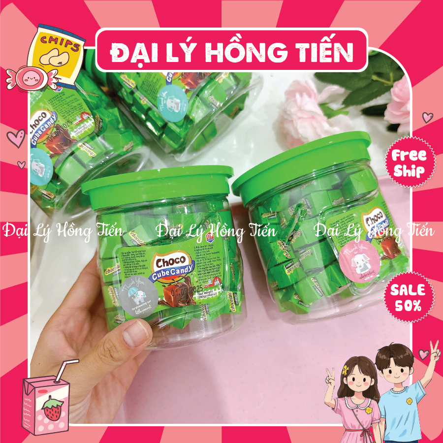 [HỘP 100 VIÊN] Kẹo sữa socola cube Doten, choco cube candy, thơm ngon hấp dẫn